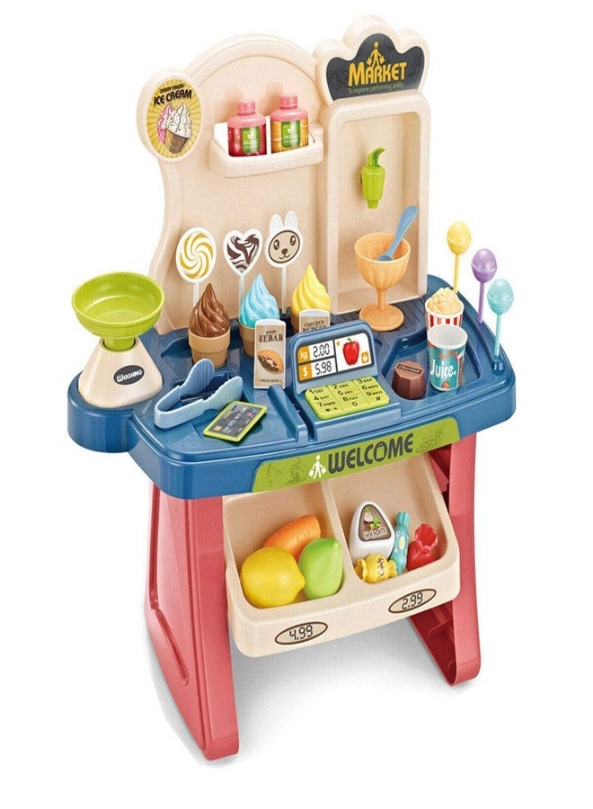 LONGMIRE Plastic 42 Pcs Big Size Kitchen Playset | Musical & Light Kitchen Set Toy for Kids with Sound and Accessories Set for 4 Year Old (Lngmr-14- Candy Shop) - Image 3
